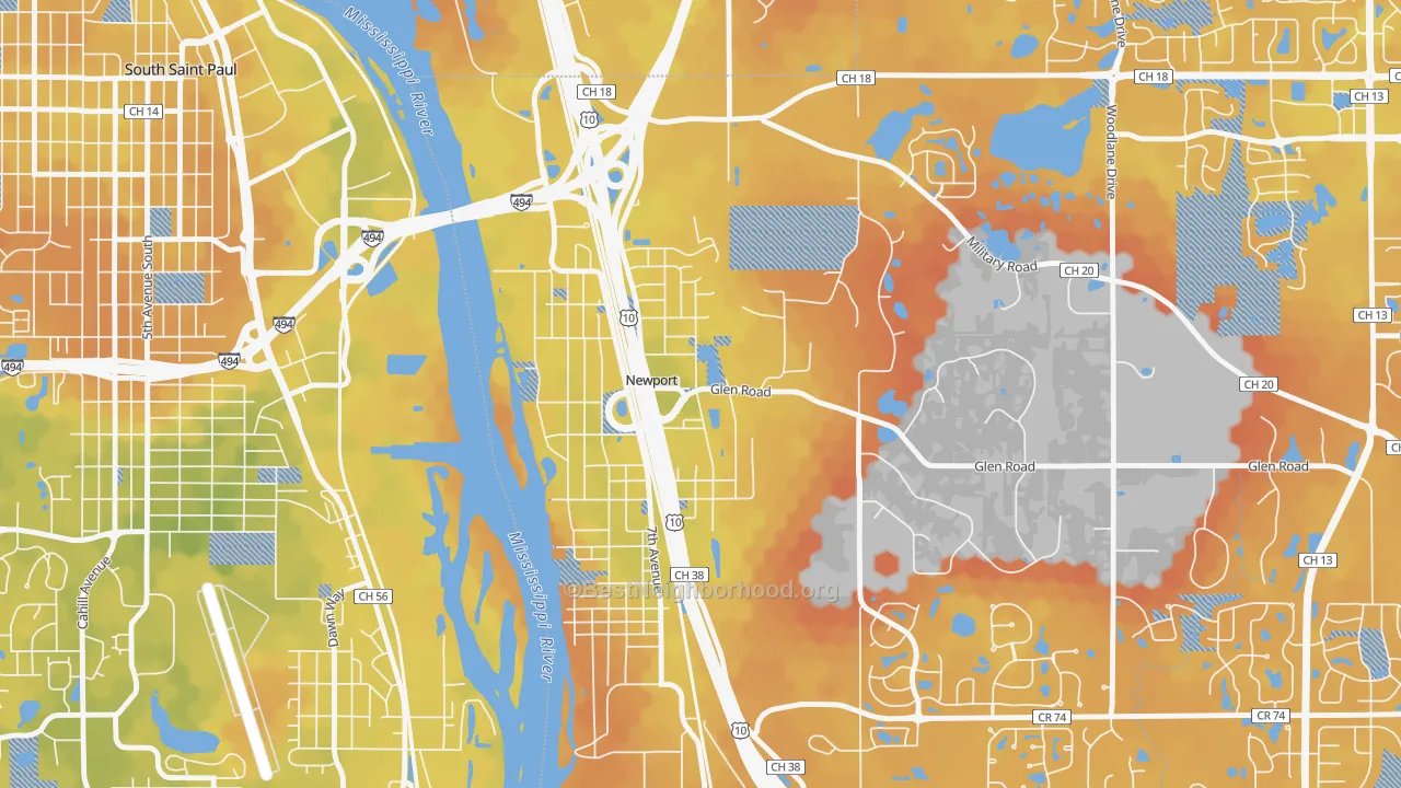 Bike Grade map of Newport, MN