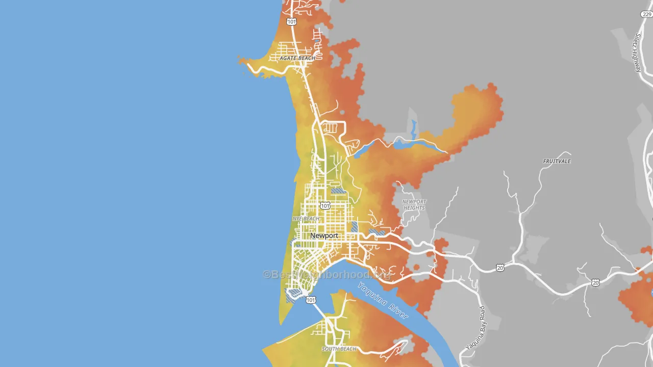 Bike Grade map of Newport, OR