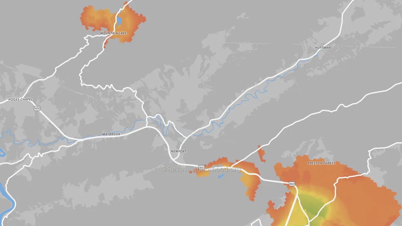 Bike Grade map of Newport, VA