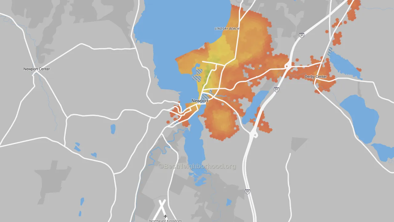 Bike Grade map of Newport, VT