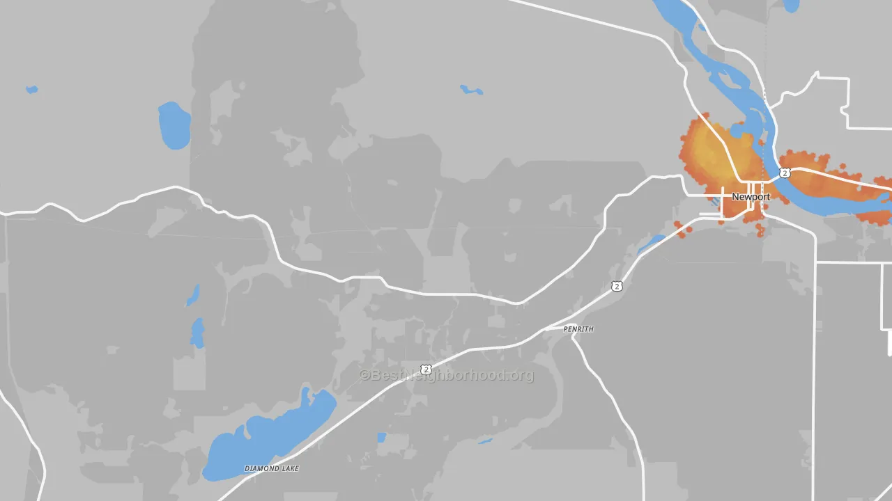 Bike Grade map of Newport, WA