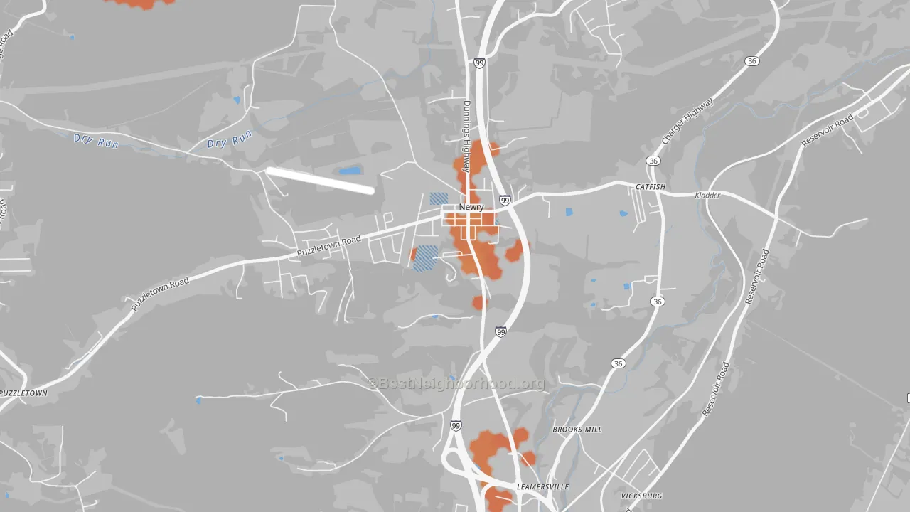 Bike Grade map of Newry, PA