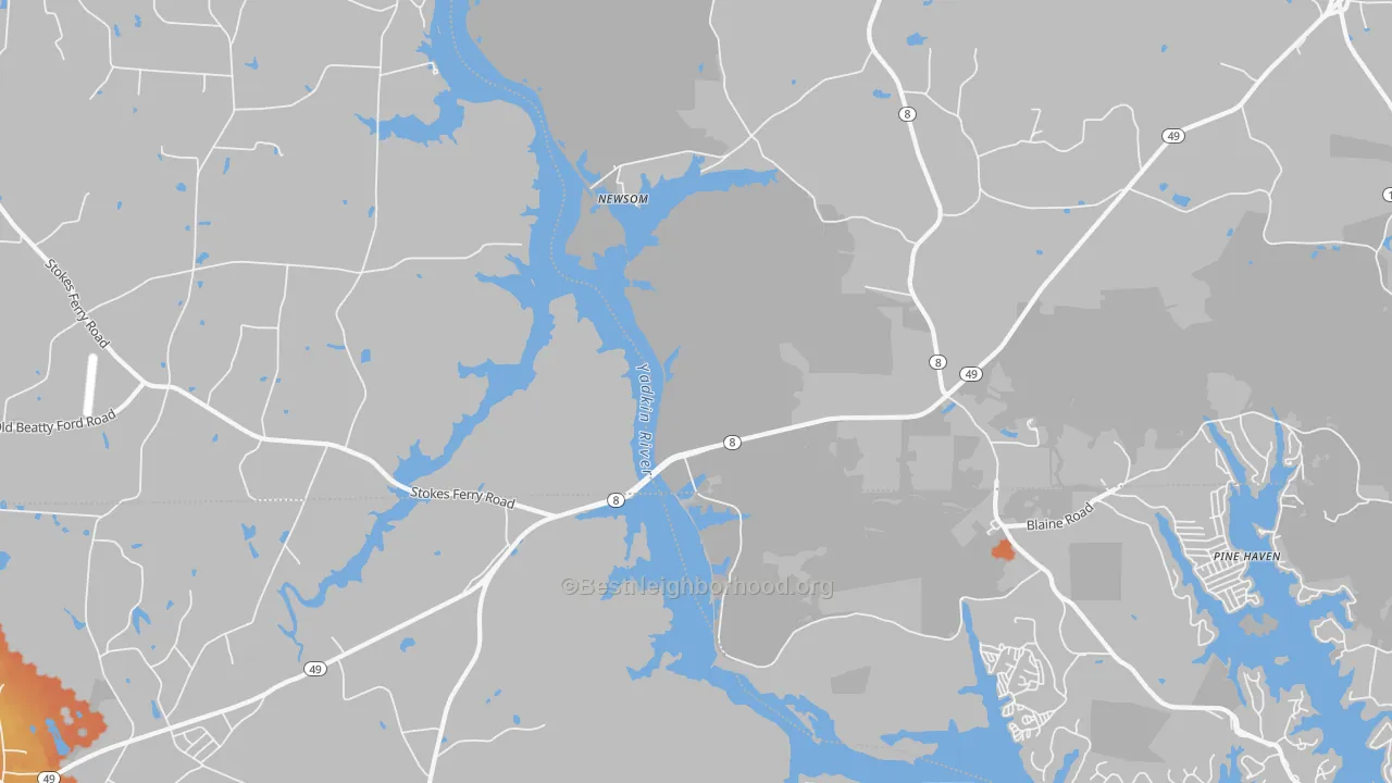 Bike Grade map of Newsom, NC