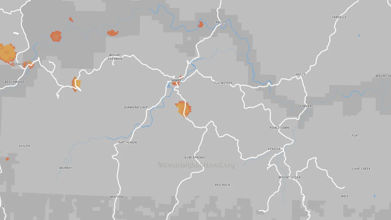 Bike Grade map of Newton County, AR