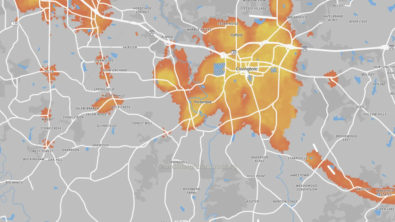Bike Grade map of Newton County, GA