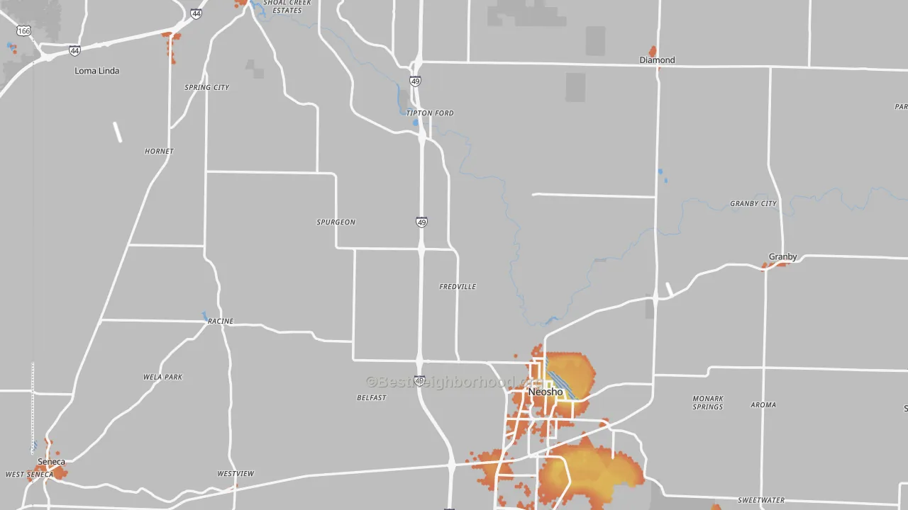 Bike Grade map of Newton County, MO