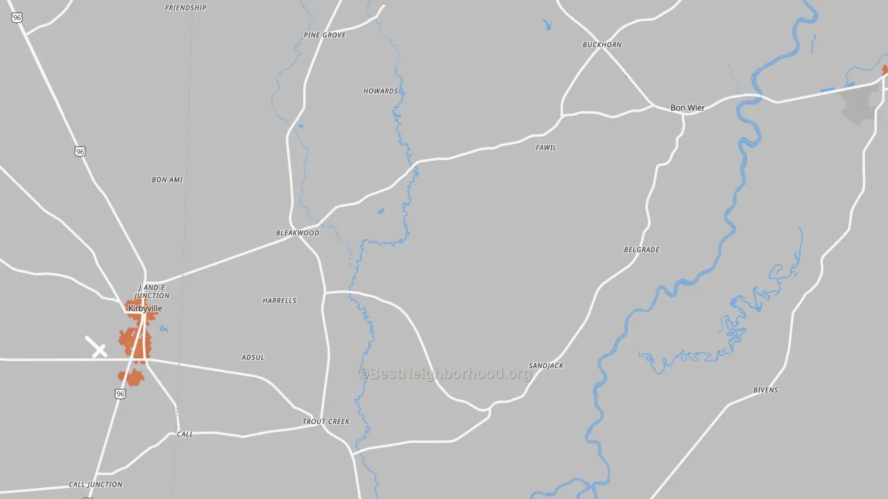 Bike Grade map of Newton County, TX