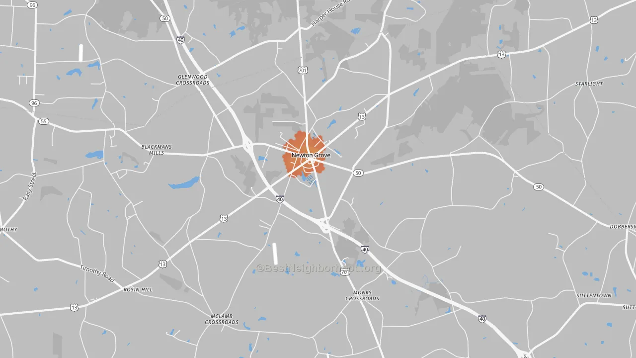 Bike Grade map of Newton Grove, NC