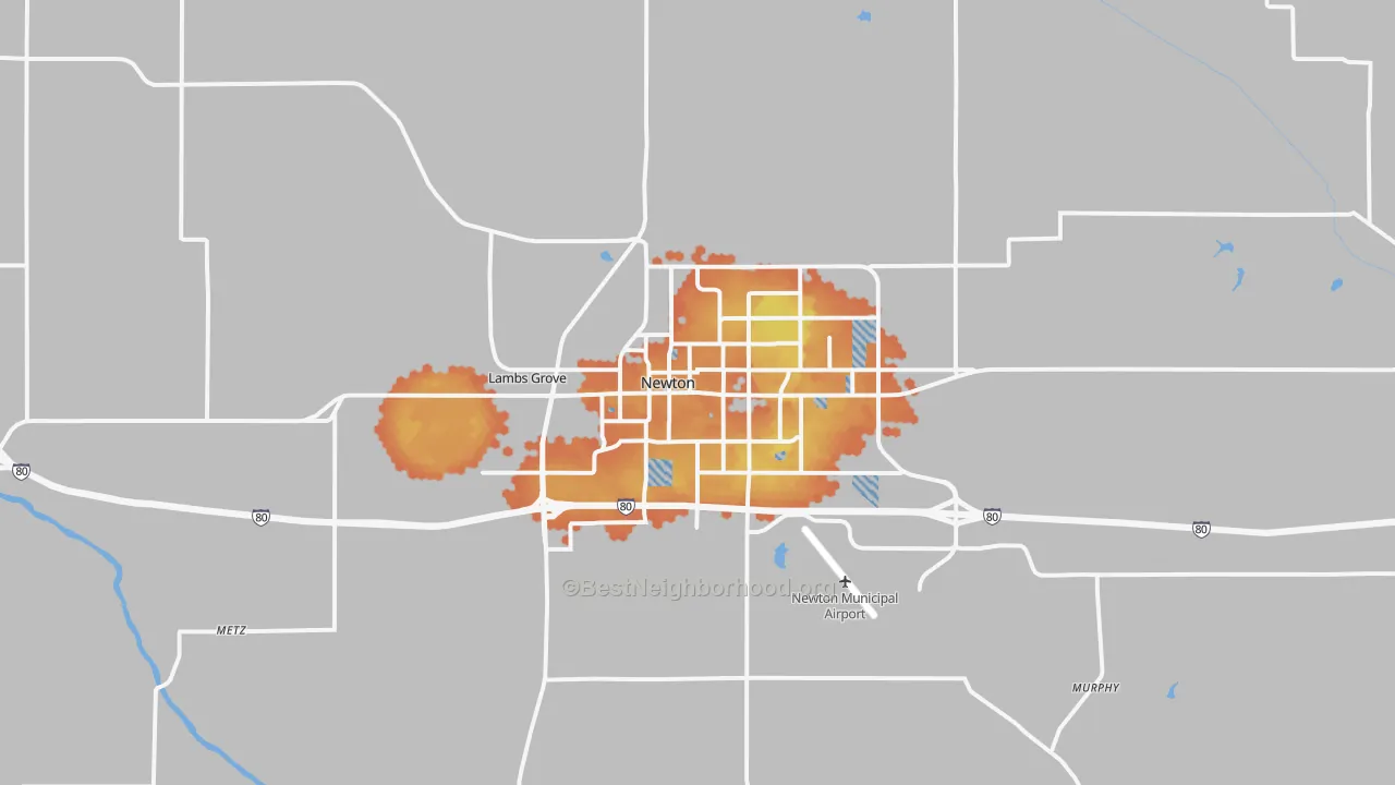 Bike Grade map of Newton, IA