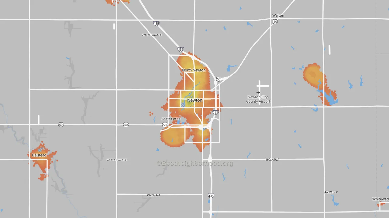 Bike Grade map of Newton, KS