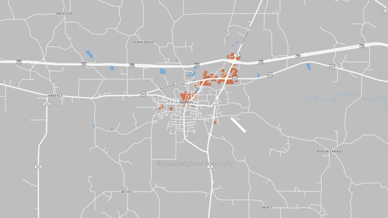 Bike Grade map of Newton, MS
