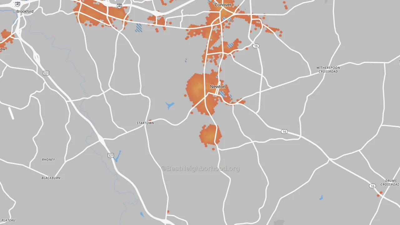 Bike Grade map of Newton, NC