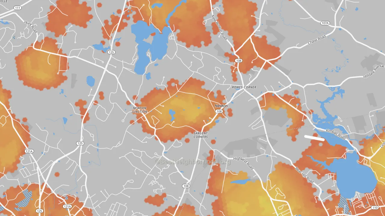 Bike Grade map of Newton, NH