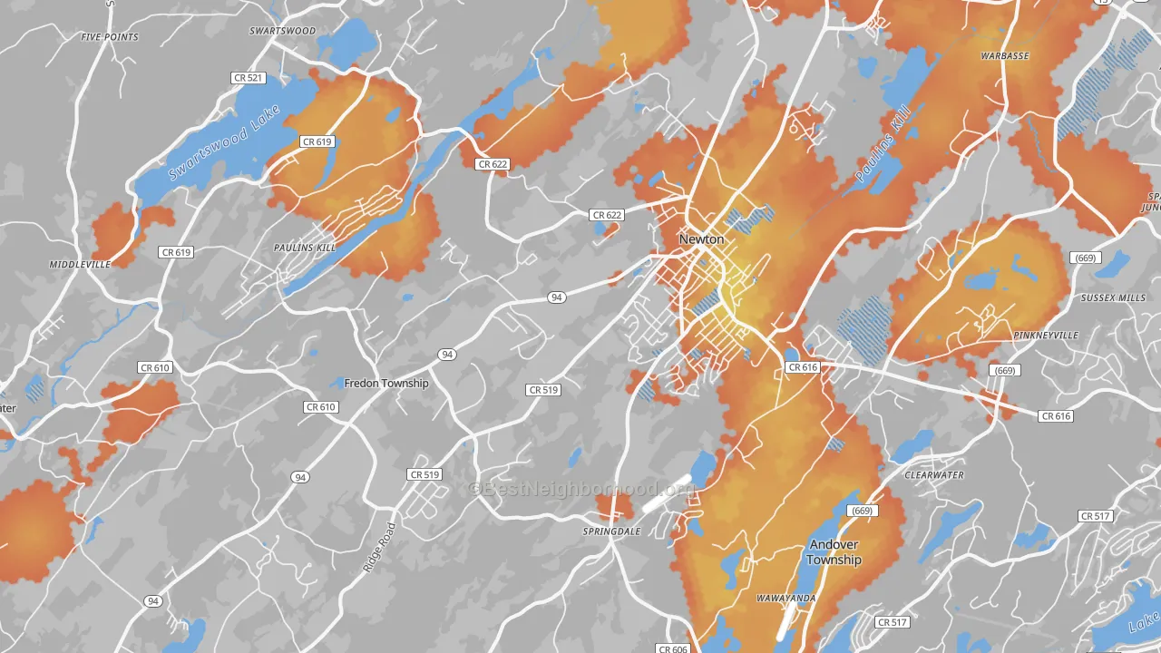 Bike Grade map of Newton, NJ