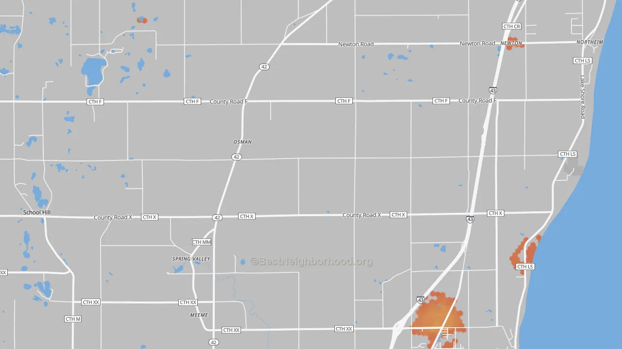 Bike Grade map of Newton, WI