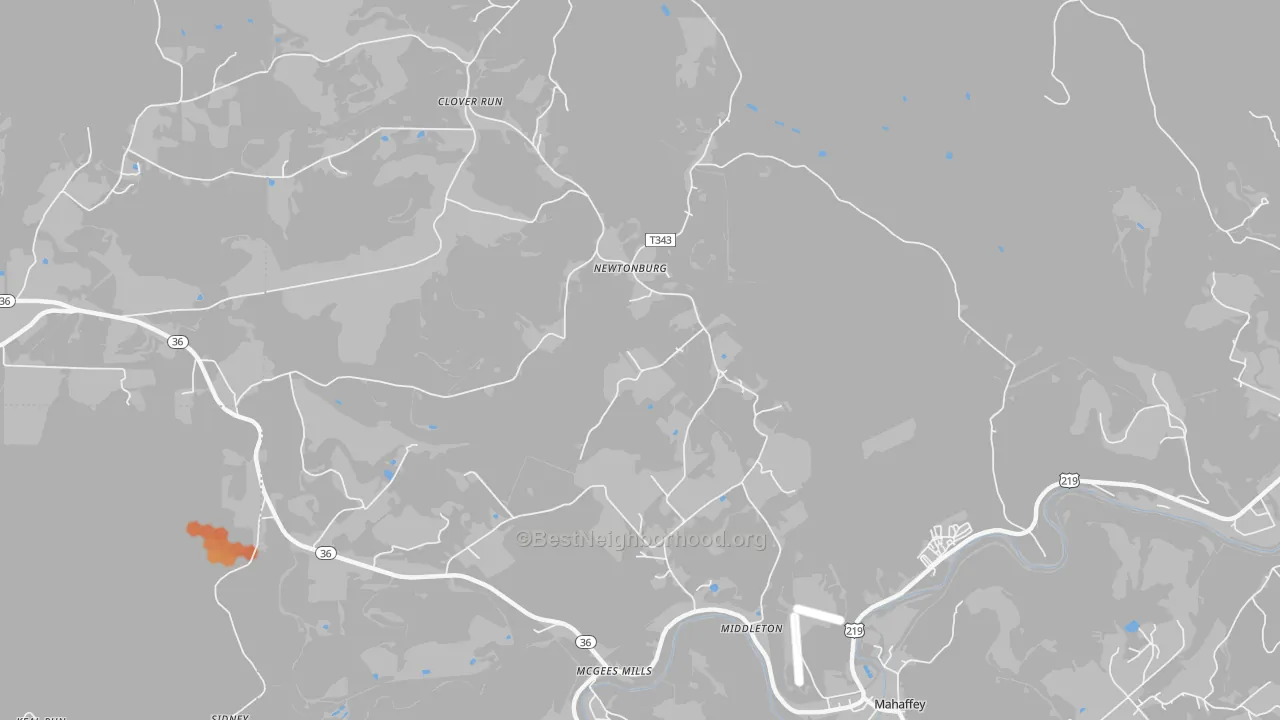Bike Grade map of Newtonburg, PA