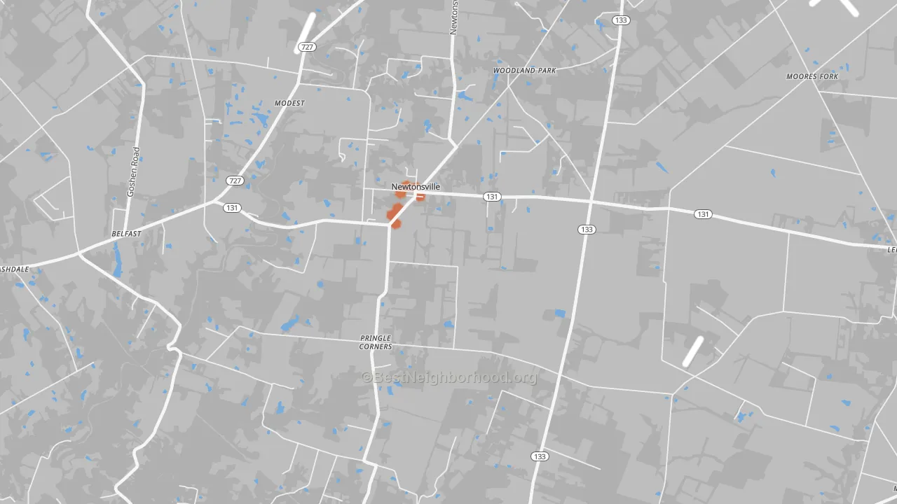 Bike Grade map of Newtonsville, OH