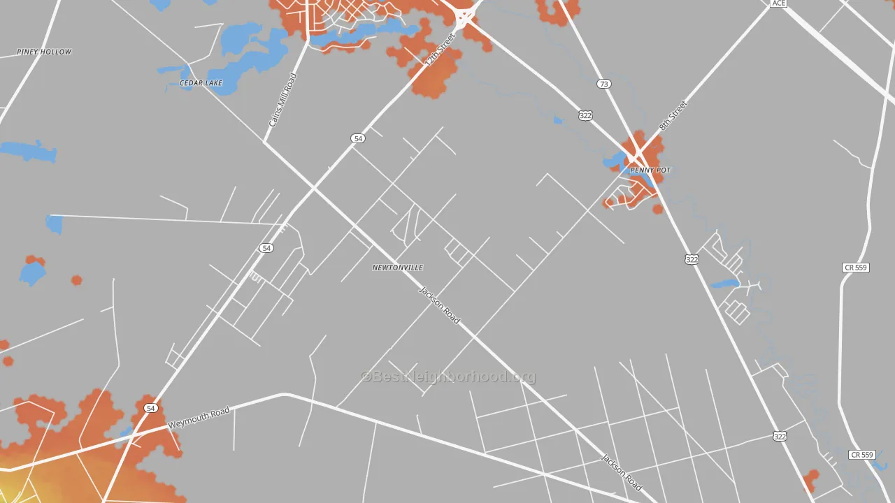 Bike Grade map of Newtonville, NJ