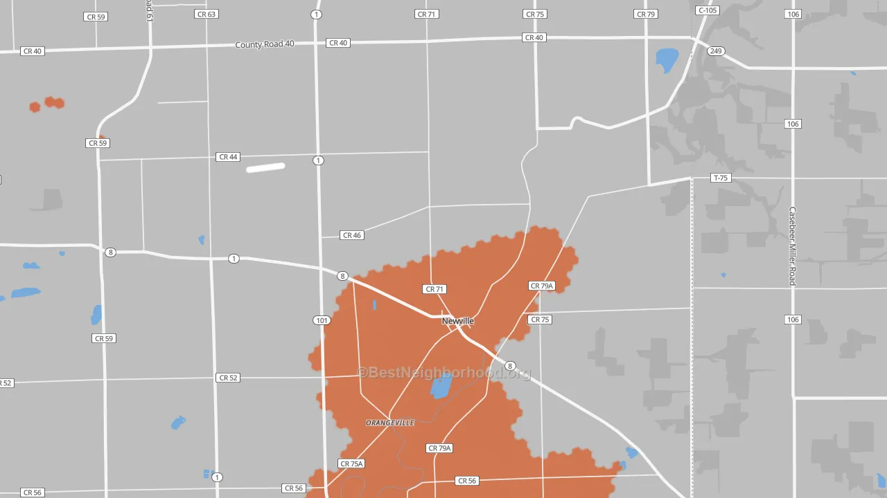 Bike Grade map of Newville, IN