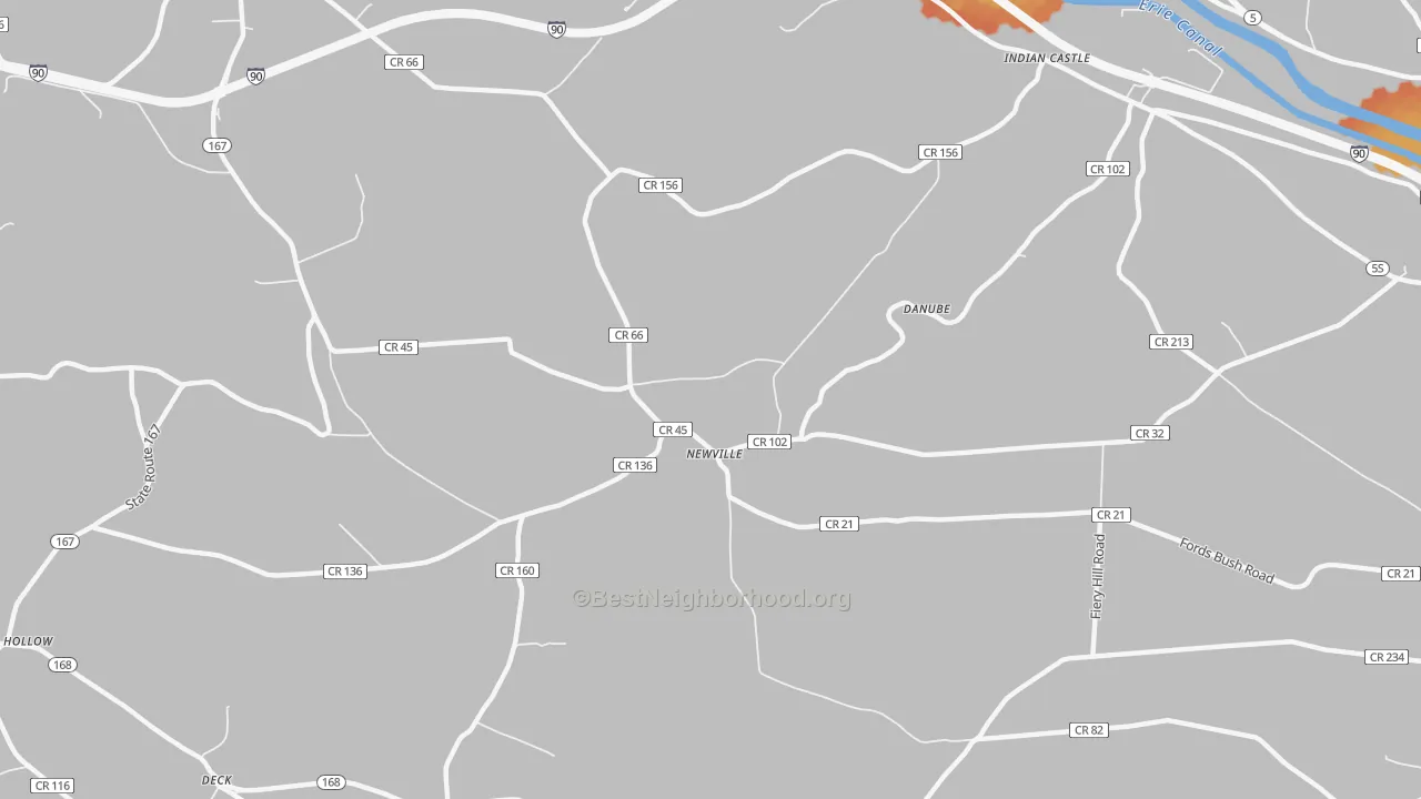 Bike Grade map of Newville, NY