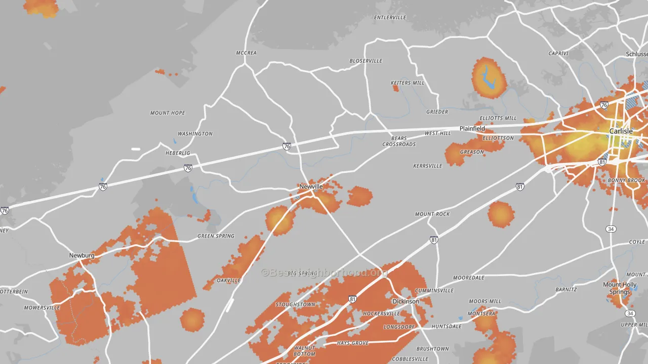 Bike Grade map of Newville, PA