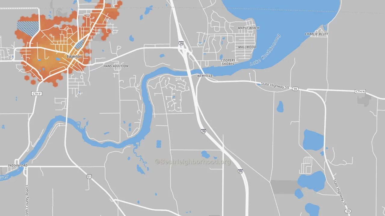 Bike Grade map of Newville, WI