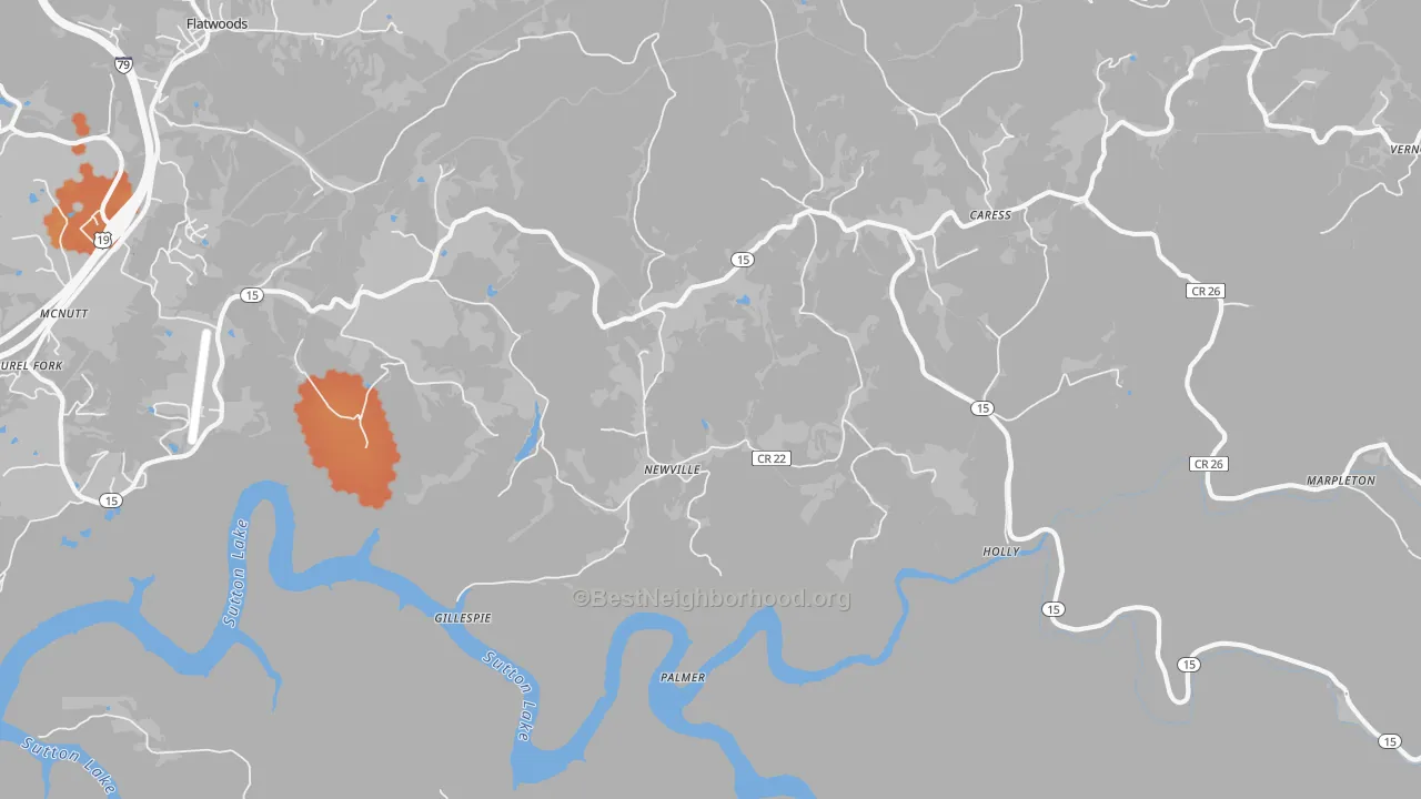 Bike Grade map of Newville, WV
