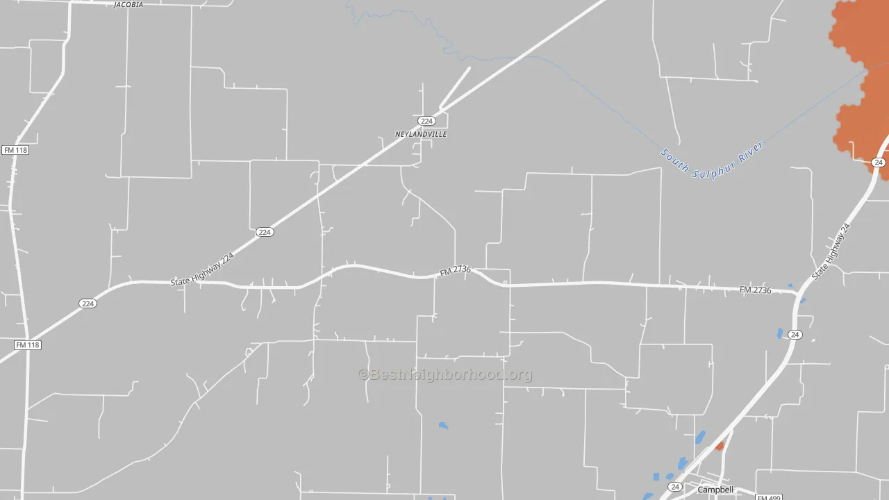 Bike Grade map of Neylandville, TX