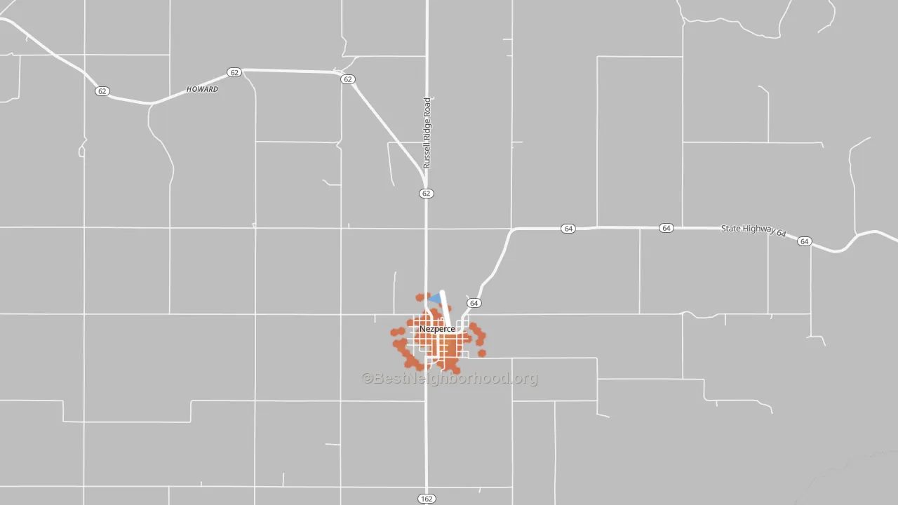 Bike Grade map of Nezperce, ID