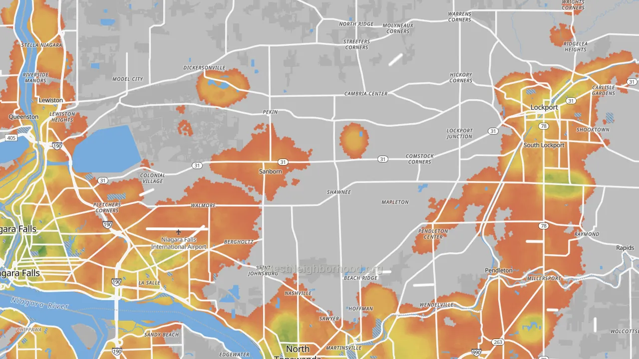 Bike Grade map of Niagara County, NY