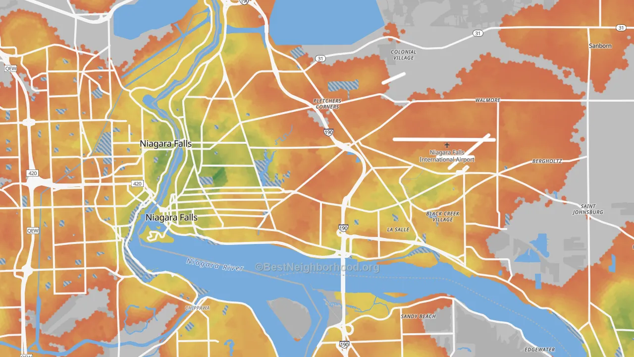 Bike Grade map of Niagara Falls, NY