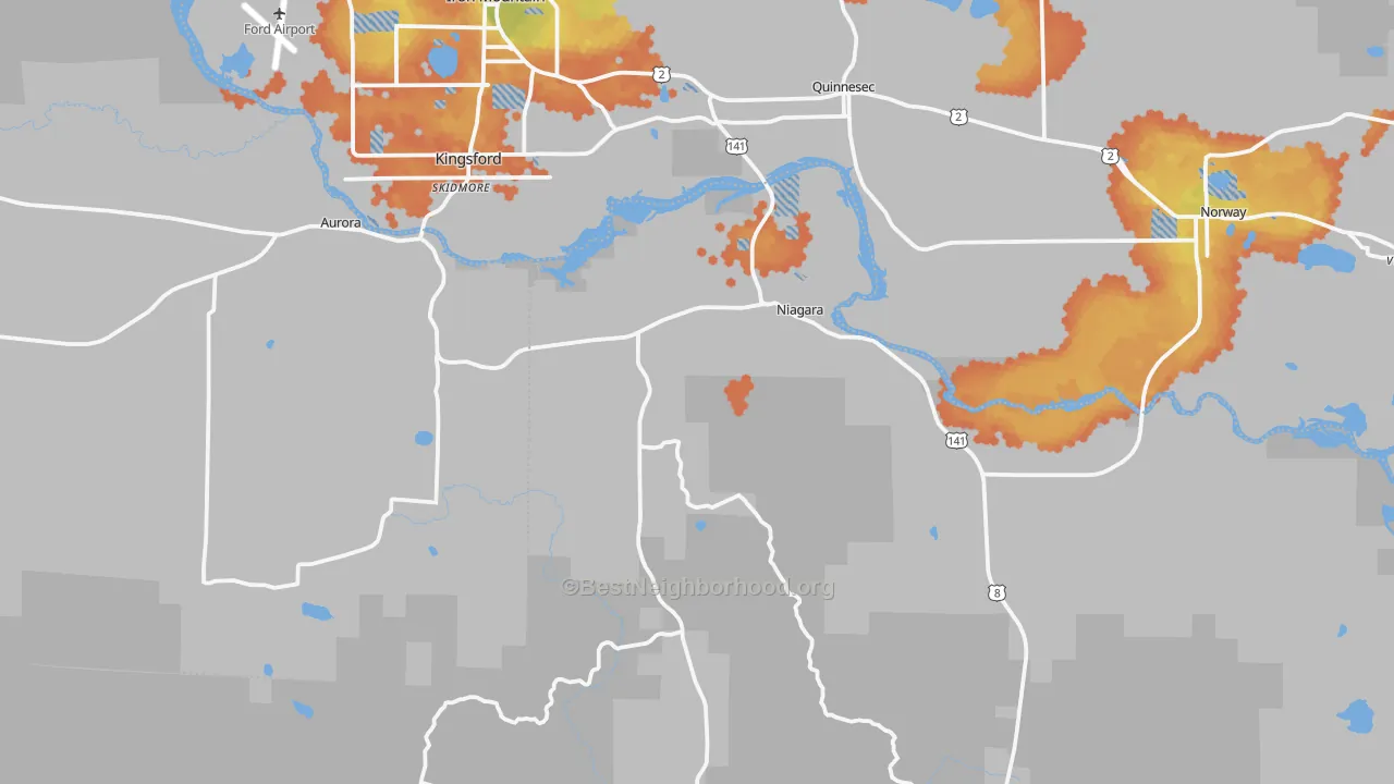 Bike Grade map of Niagara, WI