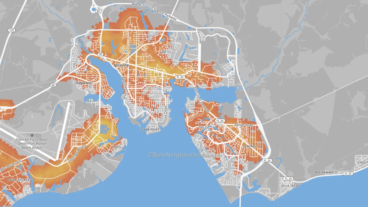 Bike Grade map of Niceville, FL
