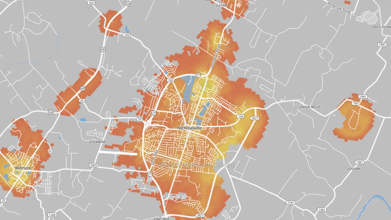 Bike Grade map of Nicholasville, KY