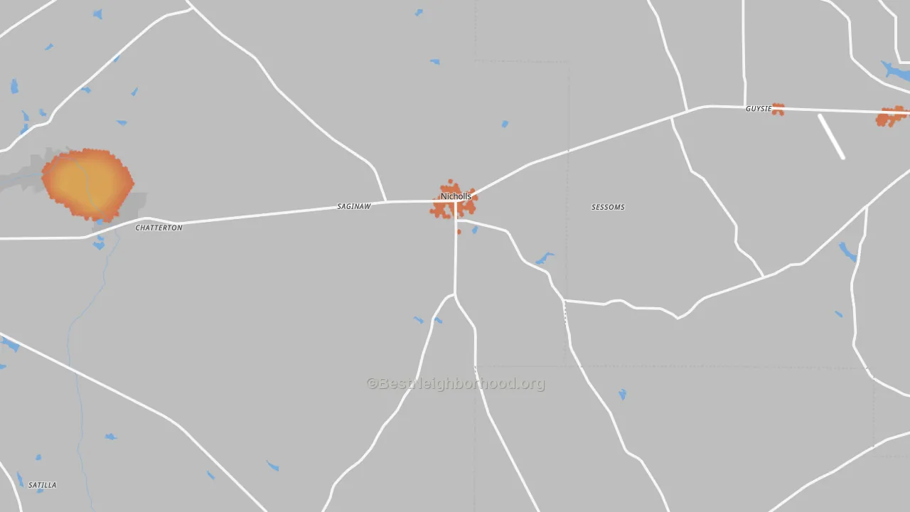 Bike Grade map of Nicholls, GA
