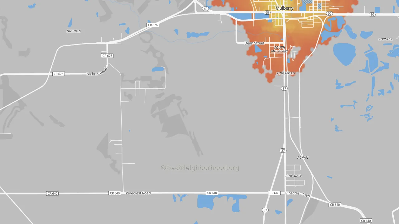 Bike Grade map of Nichols, FL