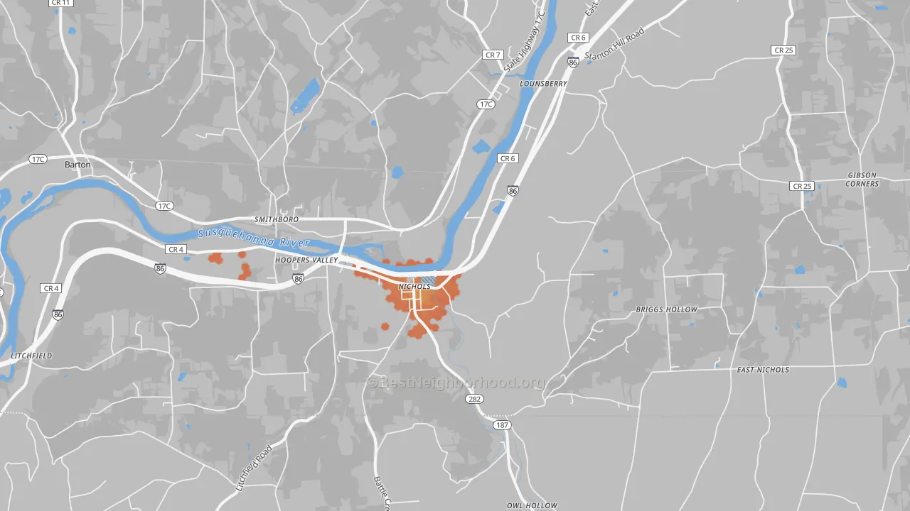 Bike Grade map of Nichols, NY
