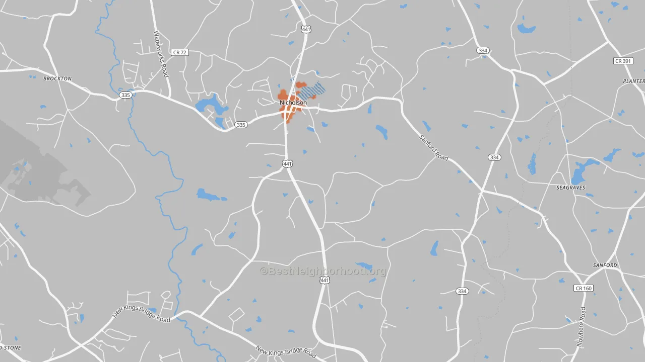 Bike Grade map of Nicholson, GA