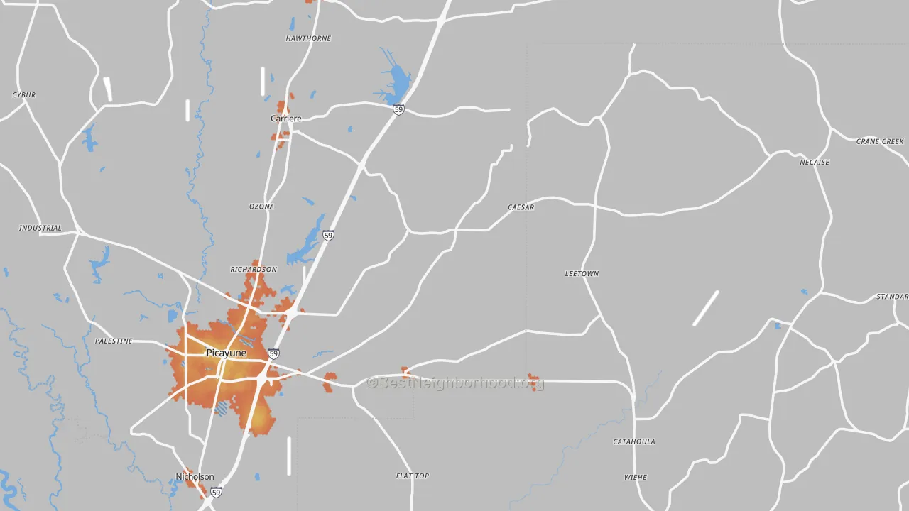 Bike Grade map of Nicholson, MS