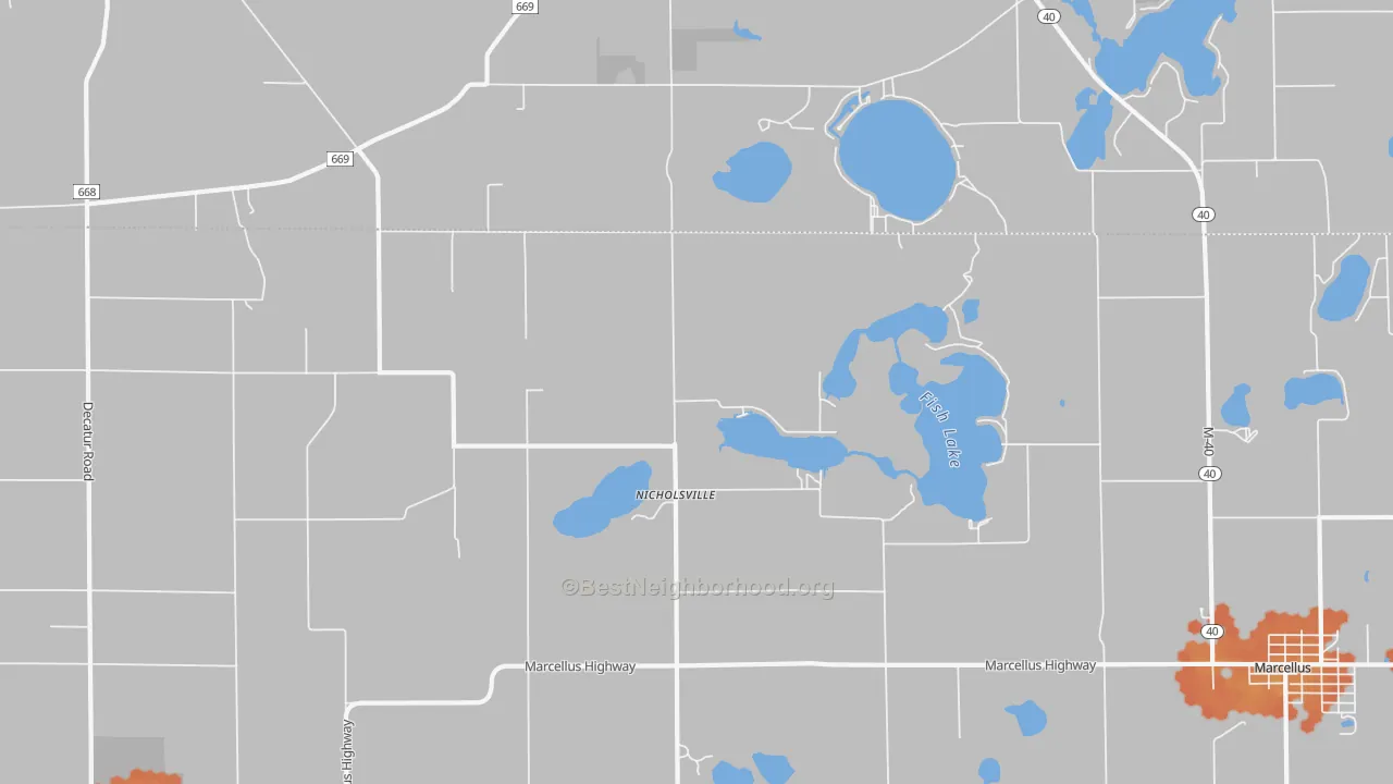 Bike Grade map of Nicholsville, MI