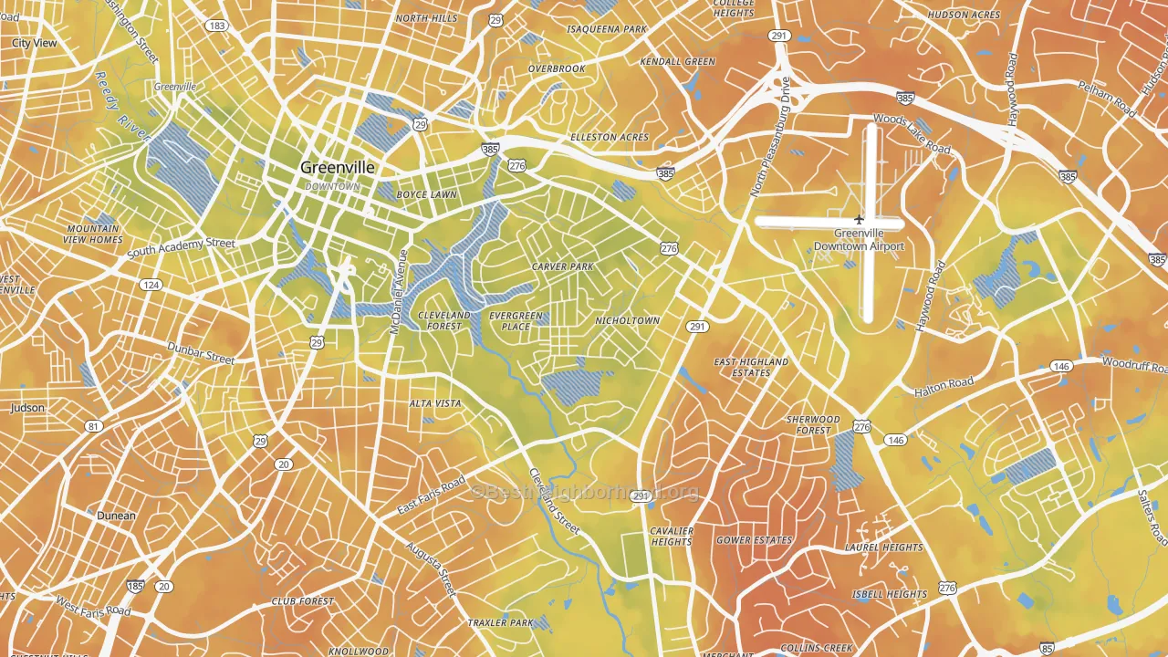 Bike Grade map of Nicholtown, Greenville, SC