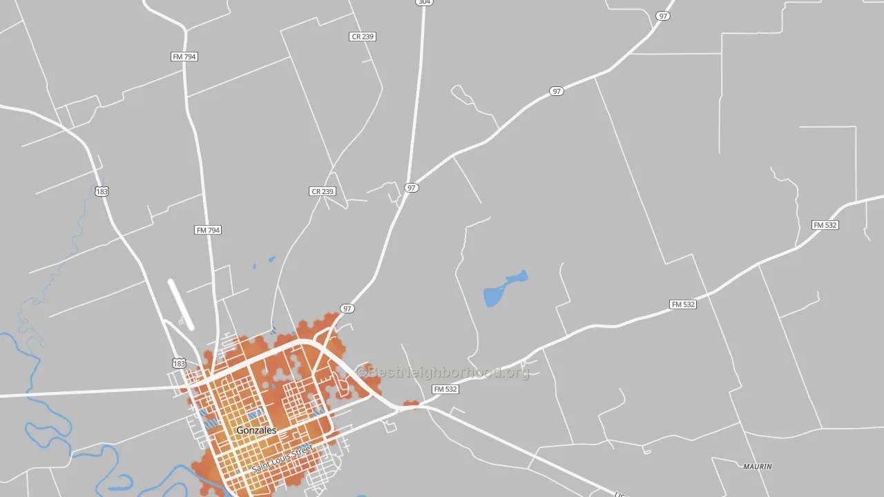 Bike Grade map of Nickel, TX