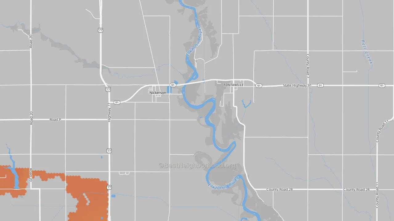 Bike Grade map of Nickerson, NE