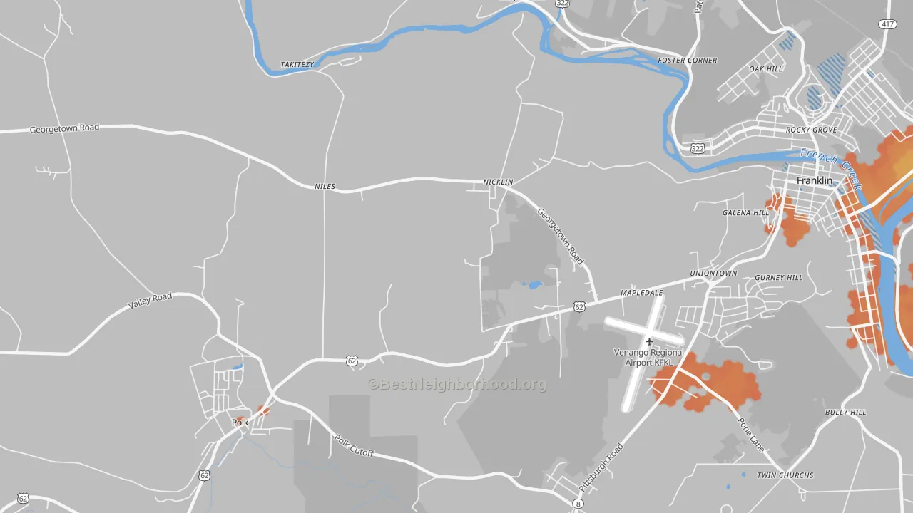 Bike Grade map of Nicklin, PA