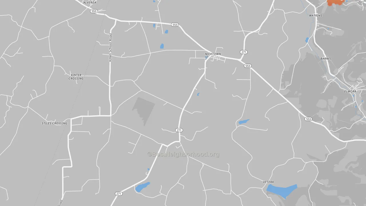 Bike Grade map of Nicktown, PA
