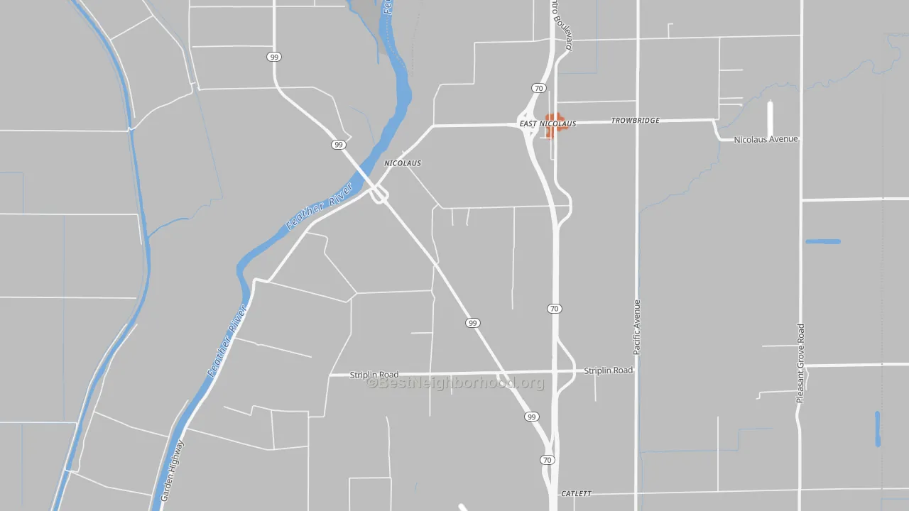 Bike Grade map of Nicolaus, CA