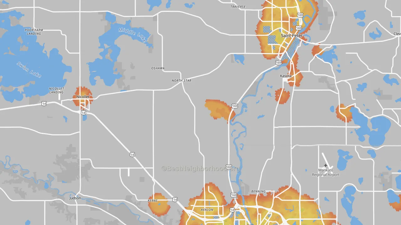 Bike Grade map of Nicollet County, MN