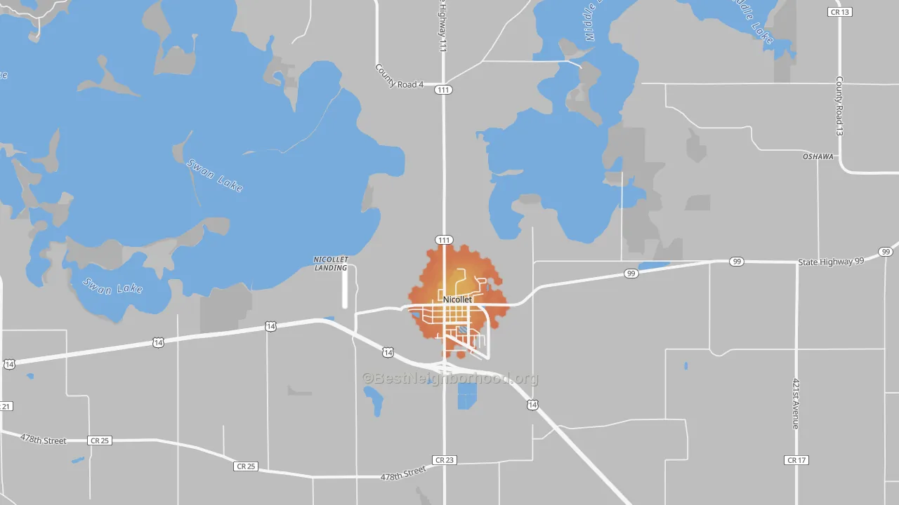 Bike Grade map of Nicollet, MN