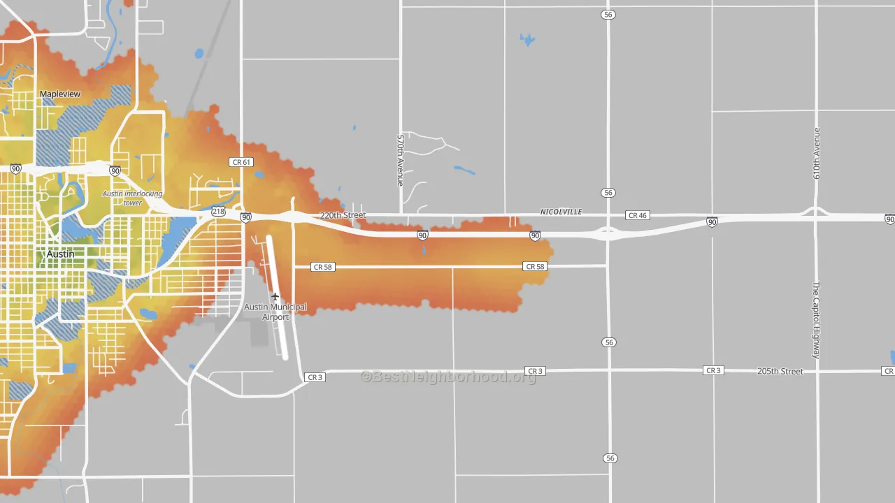 Bike Grade map of Nicolville, MN