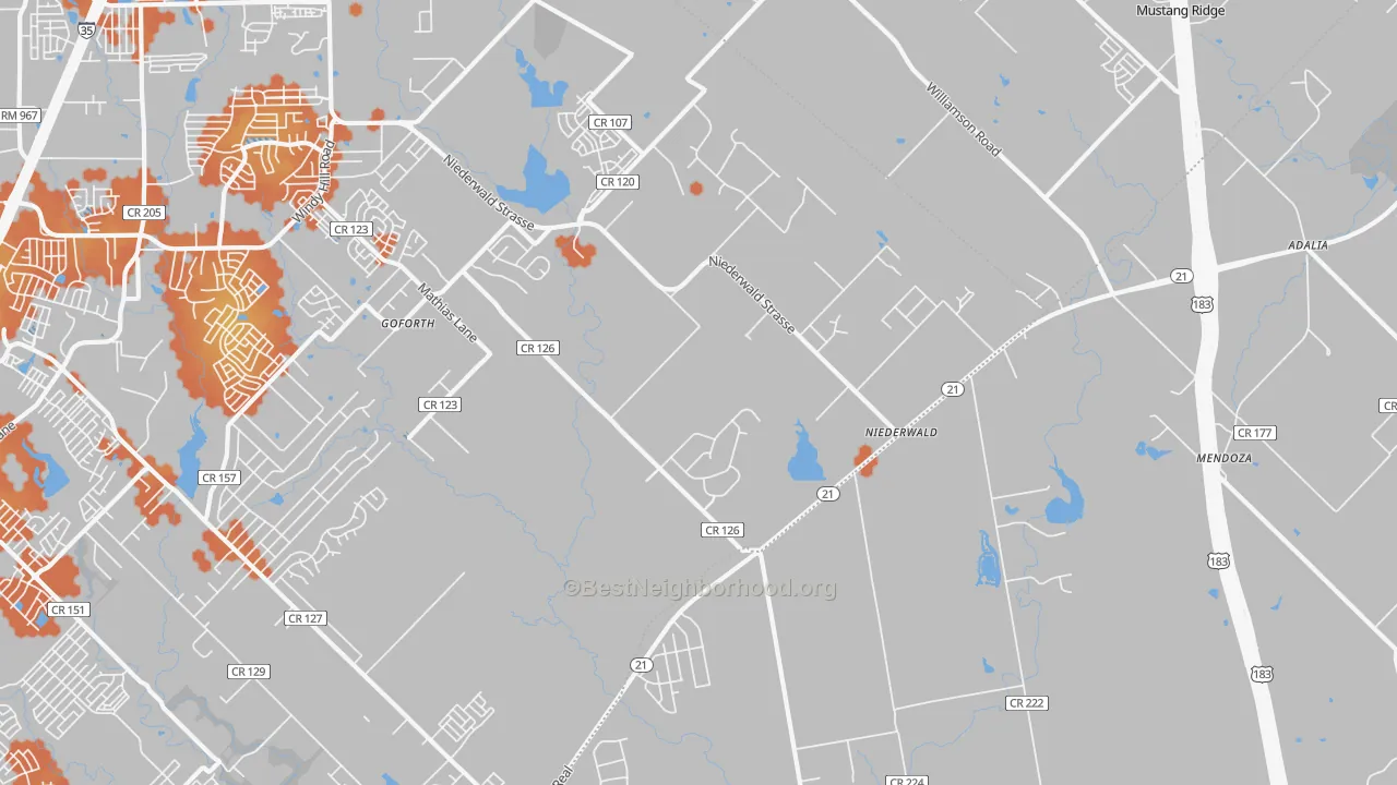 Bike Grade map of Niederwald, TX